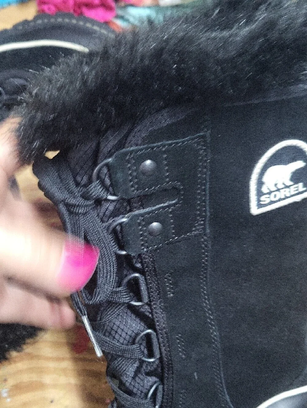 Sorel Tivoli lll Tall Lace-Up Faux Fur Trim Winter Boots 7 NWOT